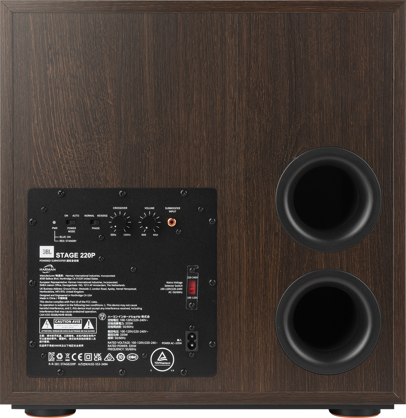 Bass-Reflex Design with Dual Rear-Firing Flared Ports